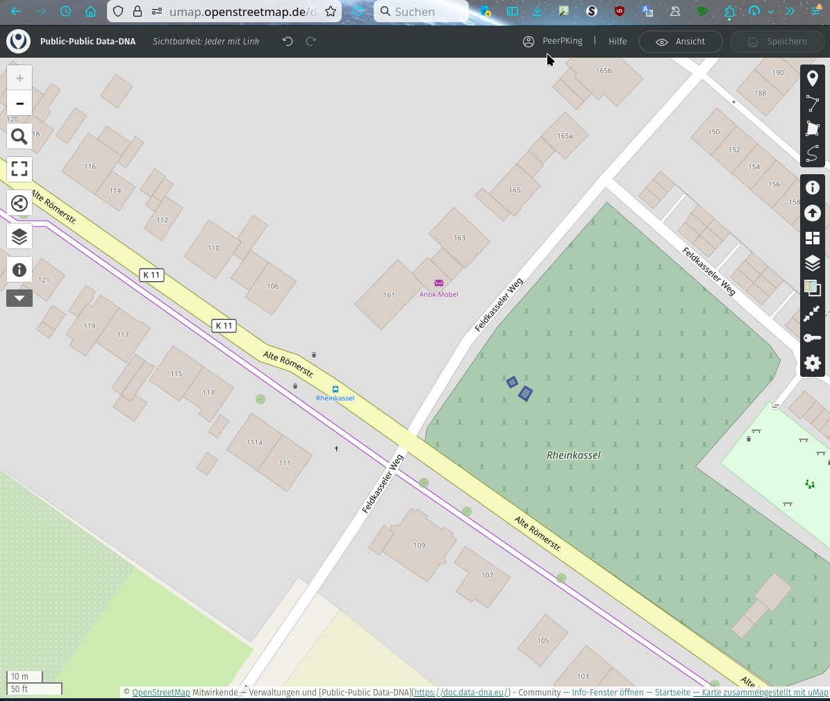 Gespeicherte Daten in der OSM UserMap